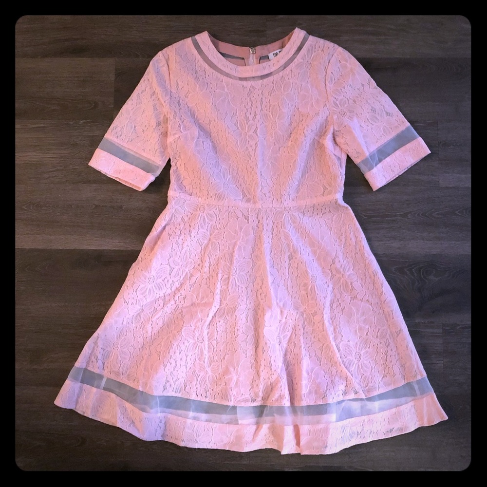 New pink dress with lace overlay; XL; tags on!